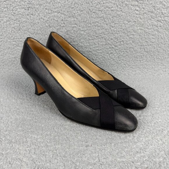 Salvatore Ferragamo Pumps Womens 8 Shoes Black Heels Boutique Classic Vintage 2